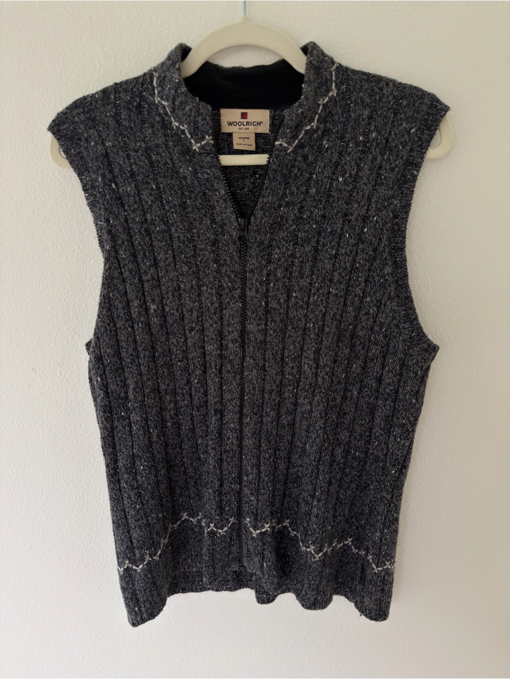 Woolrich Black Heather Sweater Vest Women’s Lambswool Ramie Academia Grandpacore